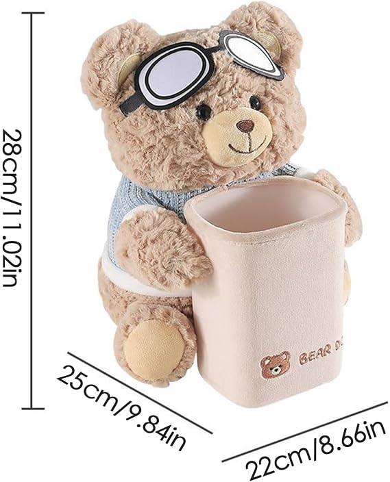 Car Bear Tissue Holder, Cute Plush 2 In 1 Car Tissue Box And Trash Can, For Home Office Vehicle Travel, Stylish Interior Accessory