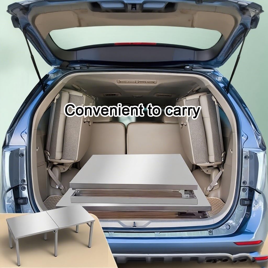 Stainless Steel Table Kitchen Work Tables Foldable Tabletop and Legs Adjustable Feet Height 55cm 6 Crossbeam Reinforcement Commercial Shelving Unit High Load Capacitility