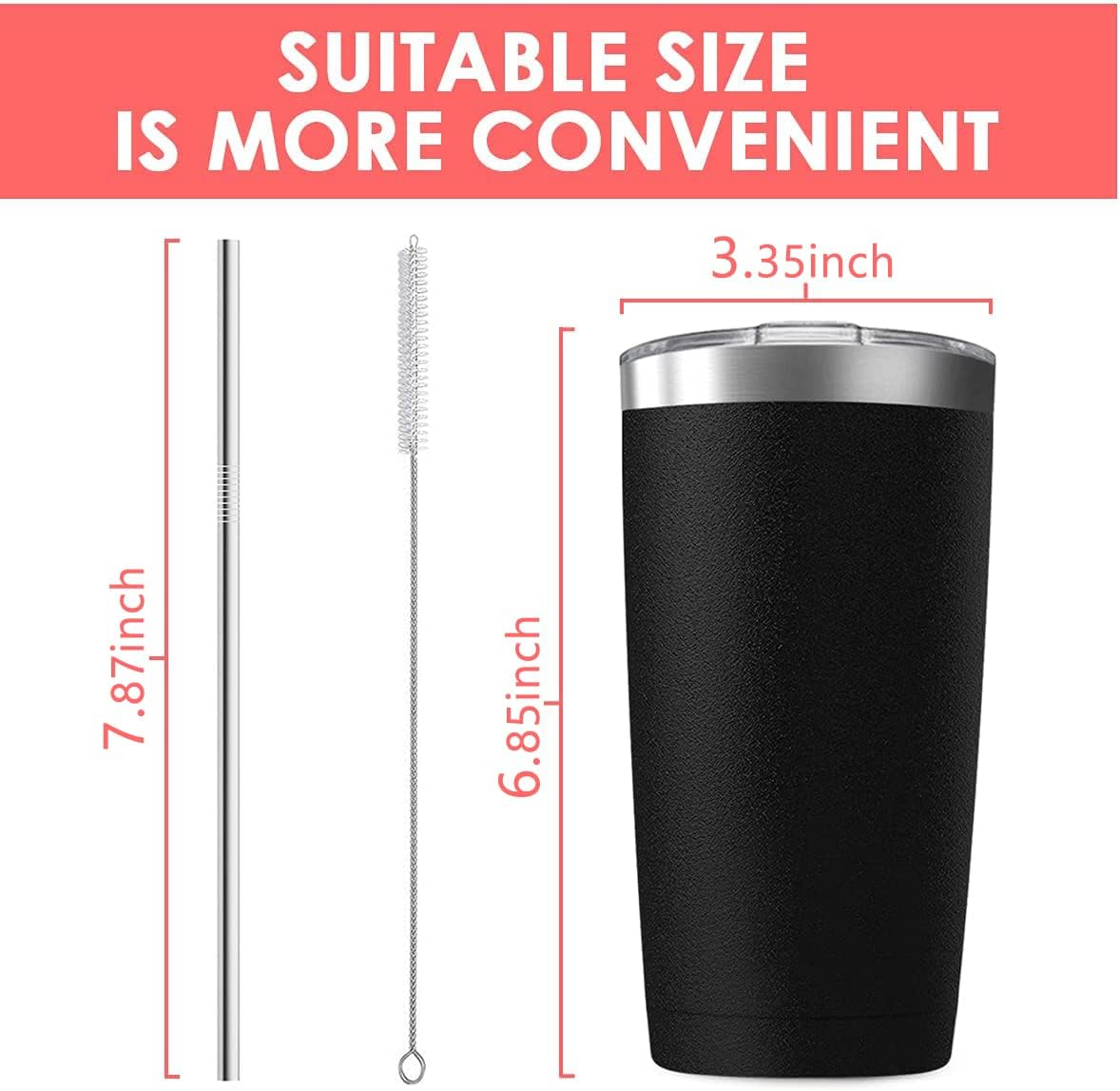 6 Pack 20 oz Stainless Steel Insulated Tumbler with Straw and Lid, Double Wall Travel Coffee Mug Vacuum Insulated Bulk Tumbler, Suitable for Vehicle Cup Holders(Assorted Colors) - Image 3