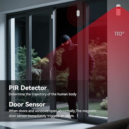 Miniatura 6 de Sistema de alarma de seguridad para el hogar, sistema de alarma WiFi inalámbrico (detector de movimiento, sensor de ventana de puerta, control