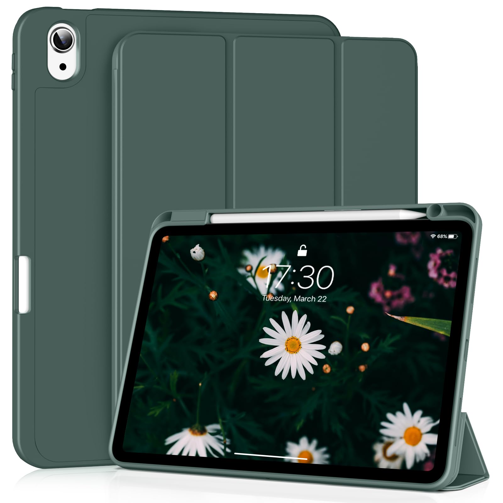 LIQIZE Hülle für iPad Air 11 Zoll 2026/2025/2024 M4/M3/M2, Hülle mit Stifthalter für iPad Air 5./ 4. Generation 10,9 Zoll 2022/2020, Flexible TPU Silikon Schutzhülle, Grün