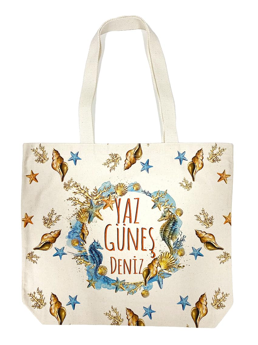 MyWoodGift Beg Bez Çanta-YAZ GÜNEŞ DENİZ HBC-3540Bj00129