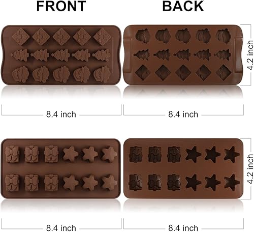 Miniatura 3 de DanziX - Moldes de silicona para chocolate, paquete de 4 moldes de Navidad para gomitas, dulces, jabón, velas, cubitos de hielo