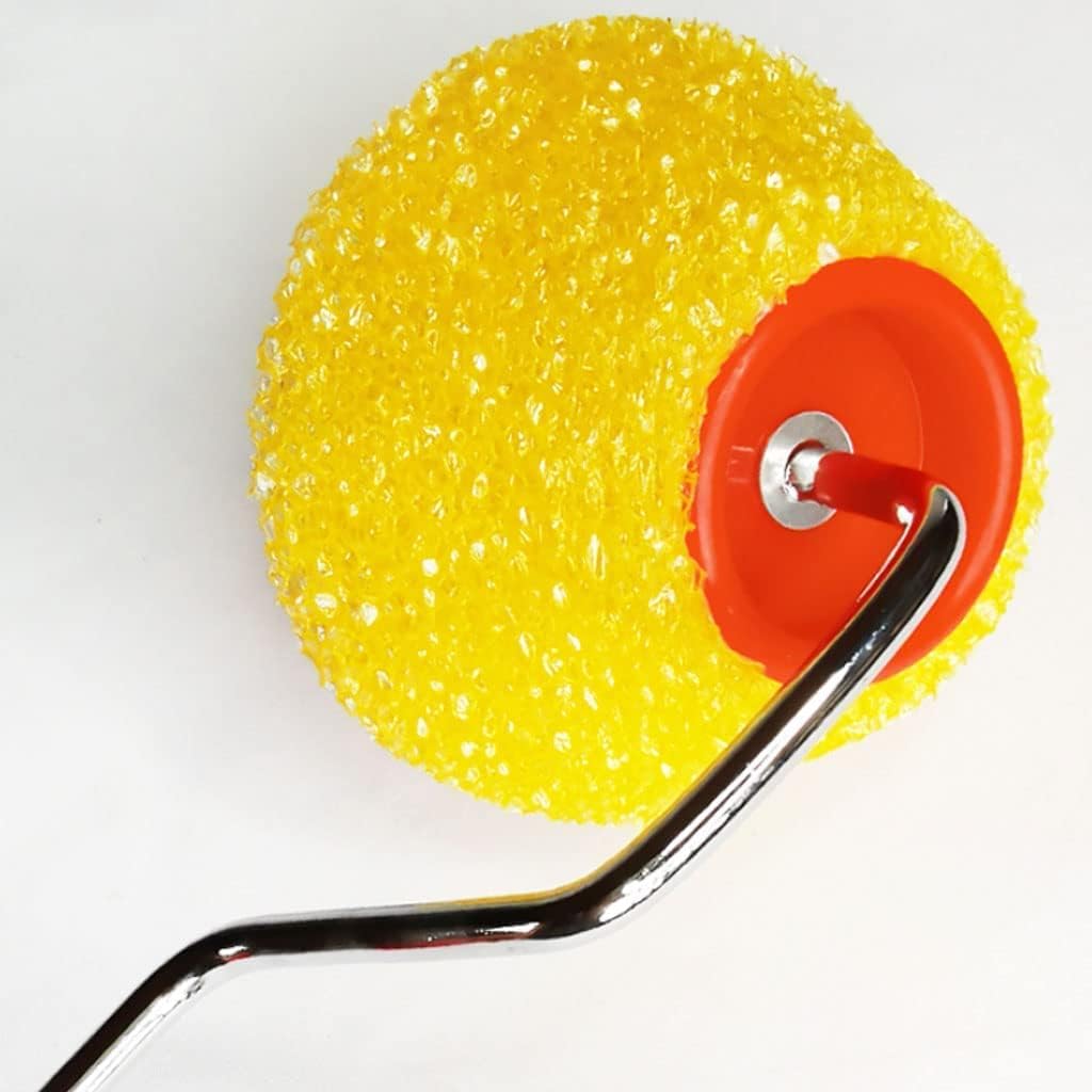 Orange Textured Foam Paint Roller Sponge Design Roller Paint Brush with Handle Roller Frame for Painting House Wall Ceiling(Color:Foam Roller)