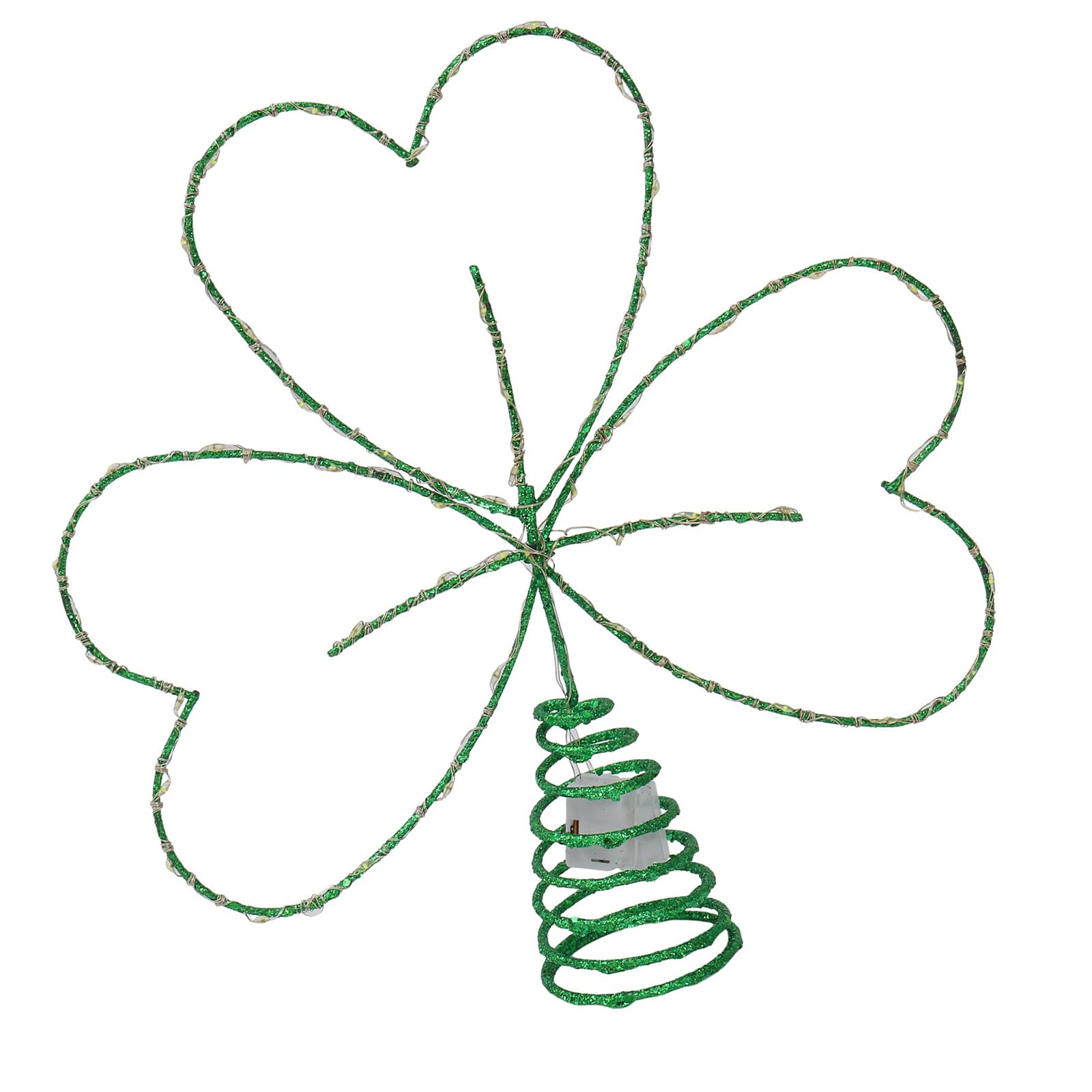 ordinarYone Delicate Iron Shamrocks Tree Toppers With Warm LED Lights Festival Ornament For Patricks Day And Easter Decorations