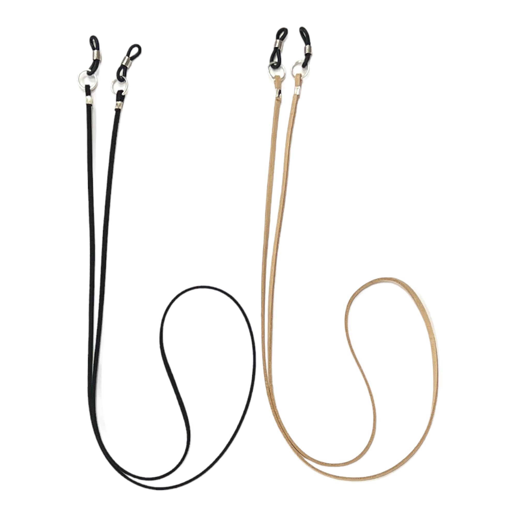 Soft Leather Cord Spectacle Chain For Men (Set of 2) Beige and Black - Unisex Lanyard Chains And Spectacle Holders - Leather Eye Glasses Chain Eyeglass Holders