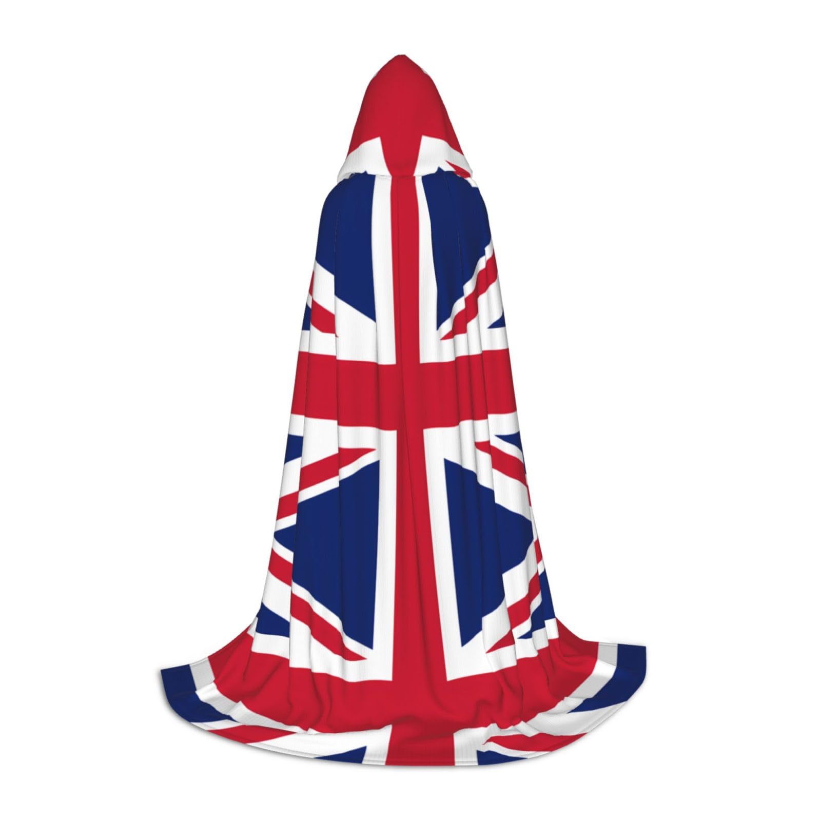 POEZJZW British Flag Pattern Hooded Cloak Robe Costume Cloak For Adult Men Women Christmas Hoodies Cape Cosplay Costumes M
