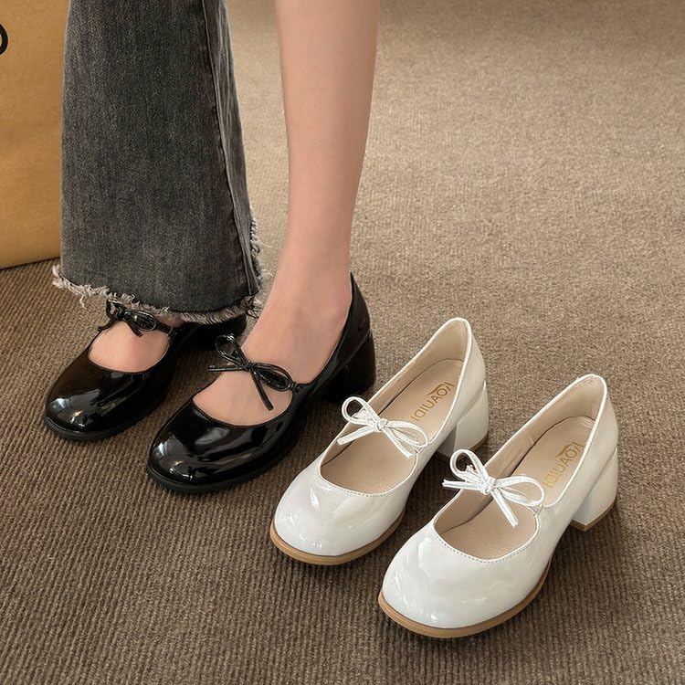 Bow Ballet Flats Ballet Heels for Women Ballet Flats with Strap Mary Jane Heels Aesthetic Shoes3
