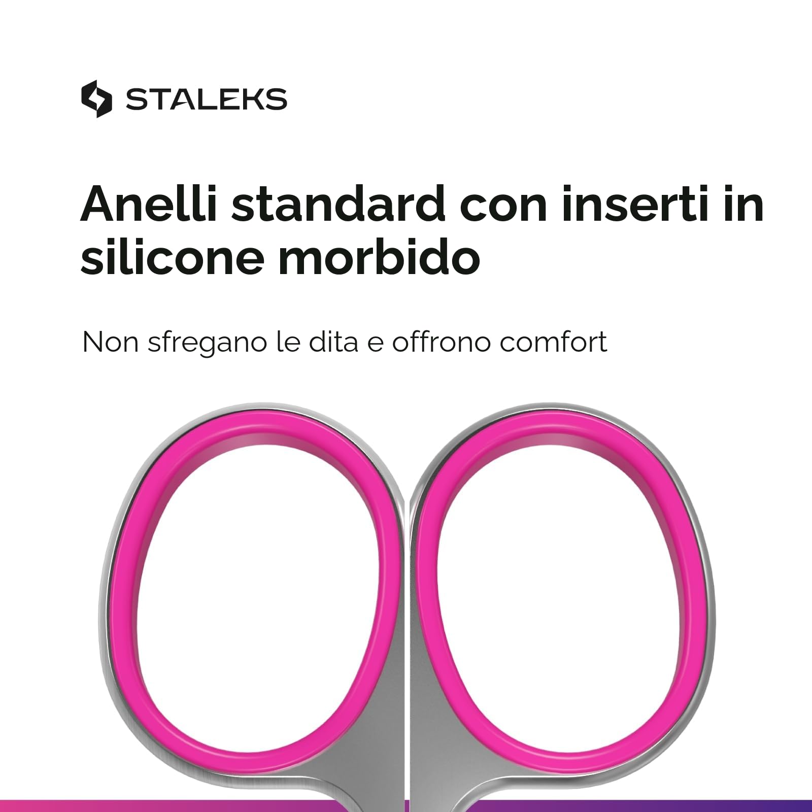 Staleks Pro - Forbici Professionali per Pelle Cuticola, Lame con Gancio e Manici in Silicone Rosa, Affilatura Manuale, Smart 41 Type 3, SS-41/3
