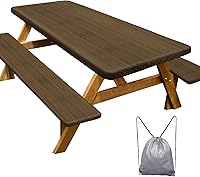 Vista 16 de Funda de mesa de picnic con fundas para bancos, elementos esenciales de camping, mantel de camping impermeable y a prueba de viento con bolsa