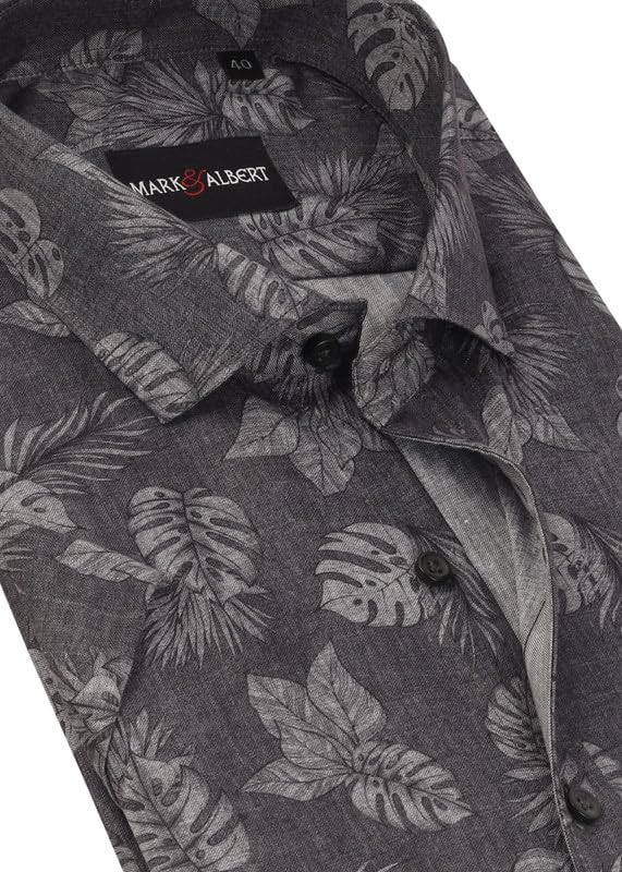 Image of MARK & ALBERT Men's 100% Cotton Half Sleeves Slim Fit Mens Shirt