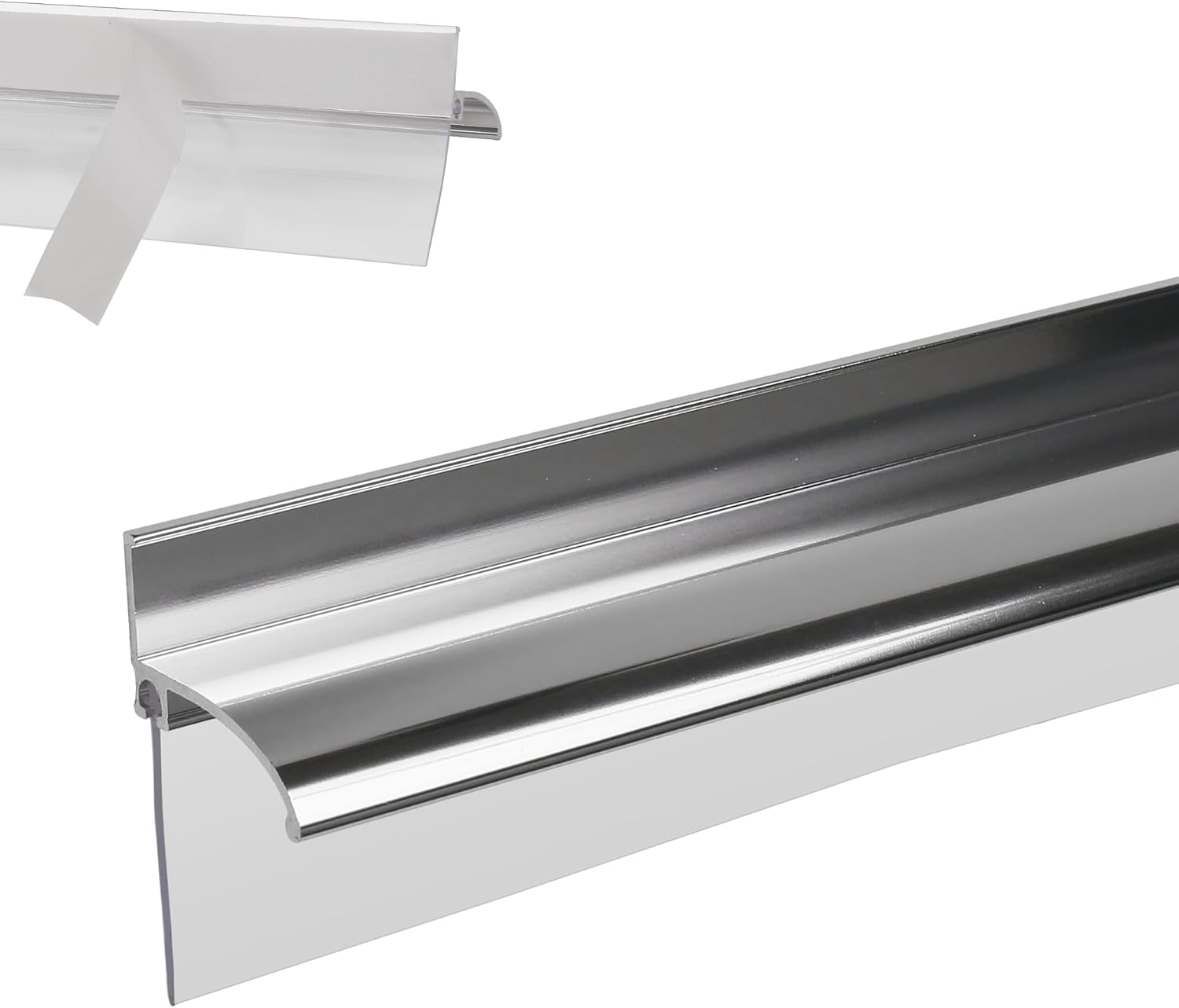 25” Framed Shower Door Drip Rail with Vinyl Sweep, Chrome Shower Door Bottom Water Deflector with Screws 25A