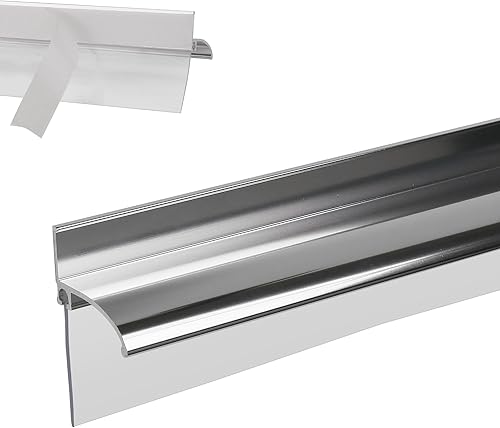 Riel de goteo para puerta de ducha enmarcada de 32 pulgadas con barrido de vinilo, deflector de agua inferior de puerta de ducha cromada con