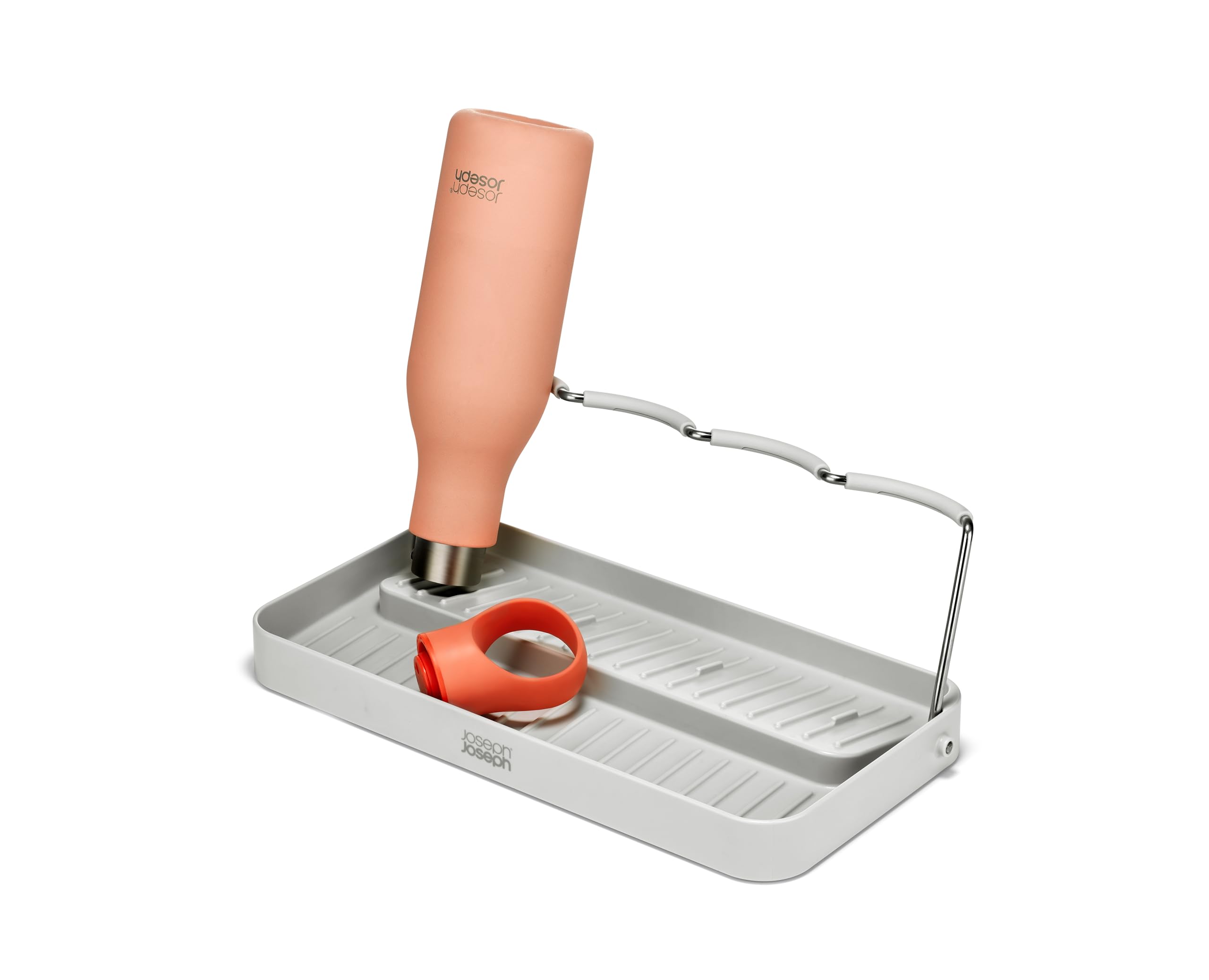 Joseph Joseph DrySmart Folding Water Bottle Drying Rack, Space-Saving Draining Board Organizer, Made from Recycled Plastic