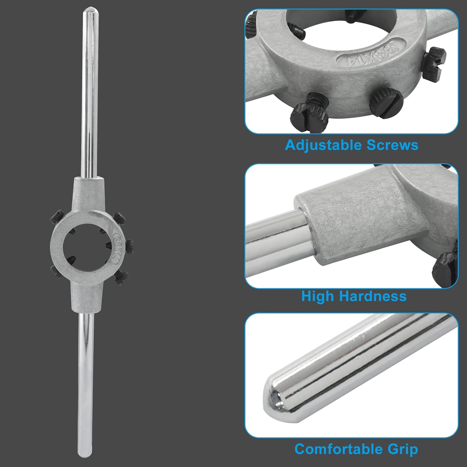 Hordion Die Stock Handle Wrench Holder for M12-M14/ 24mm-38mm OD Round Die