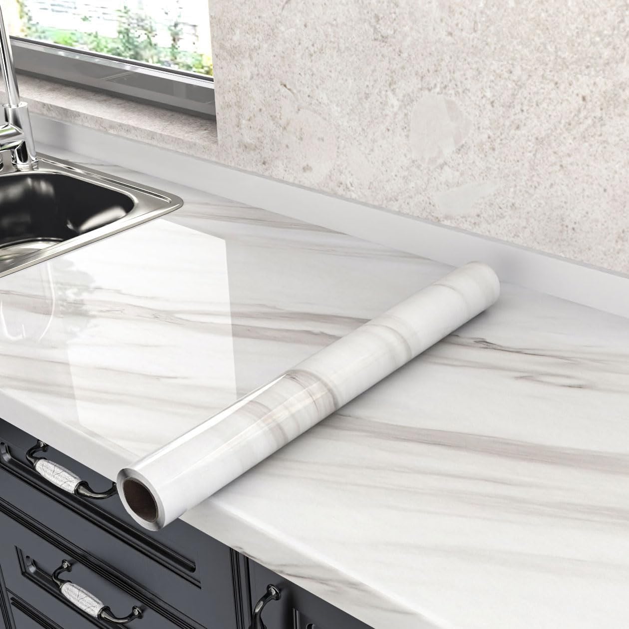 HOMSUN Self-Adhesive Marble Granite Contact Paper Peel and Stick Waterproof Faux Marble Wallpaper for Kitchen Countertop Kitchen Countertop (1 Feet x 4 Feet, White Marble) (B0D96CYN19) Amazon Price History, Amazon Price Tracker