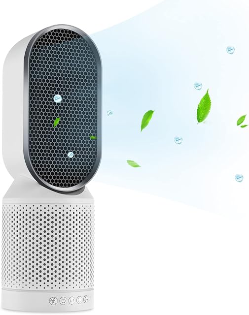 HEPA Air Purifier for Bedroom, QUEENTY Air Purifier with H13 True HEPA Air Filter, Desktop Air Ionizer Cleaner for Allergies, Smoke, Pollen, Pet Dander, Odors, 3 Fan Speeds 2/4/8H Timer