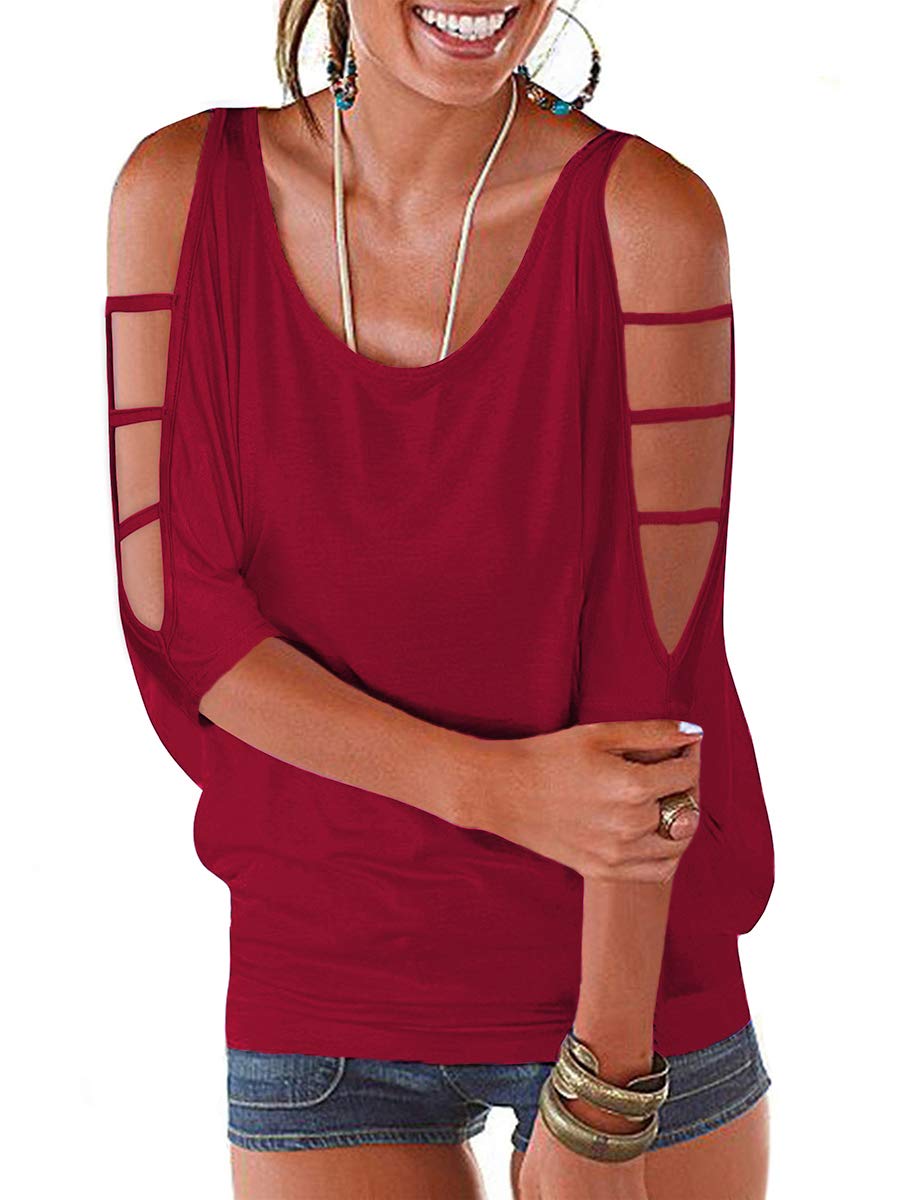 Camicia Donna Manica Corta Estive Maglietta Spalle Scoperte Maniche T Shirt