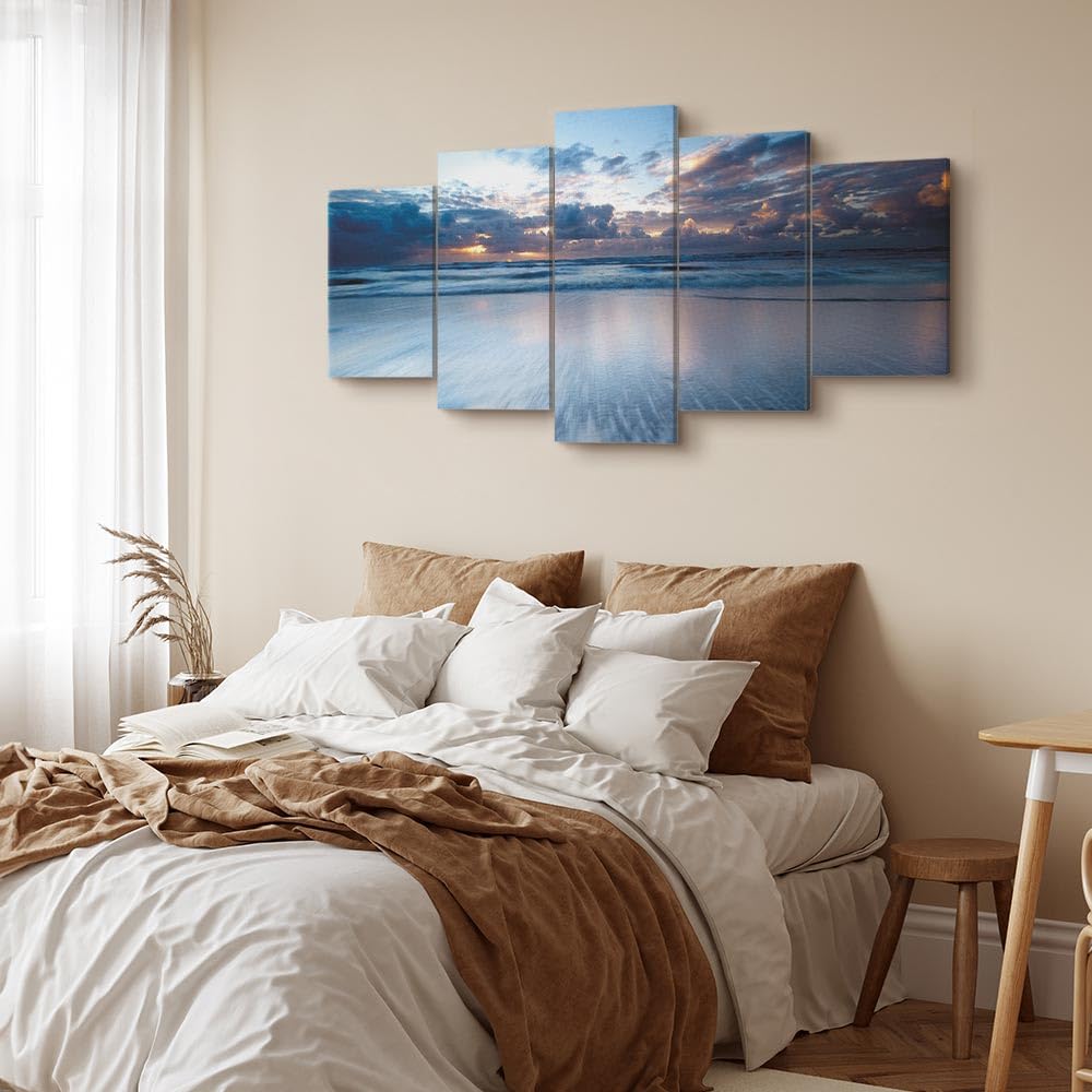 Cuadros B&D XXL - Cuadro en Lienzo Paisaje Naturaleza 225x112 cm 5 piezas - Impresión en material tejido no tejido cuadros decoracion salon modernos lienzos - Mar y Playa 030212-50