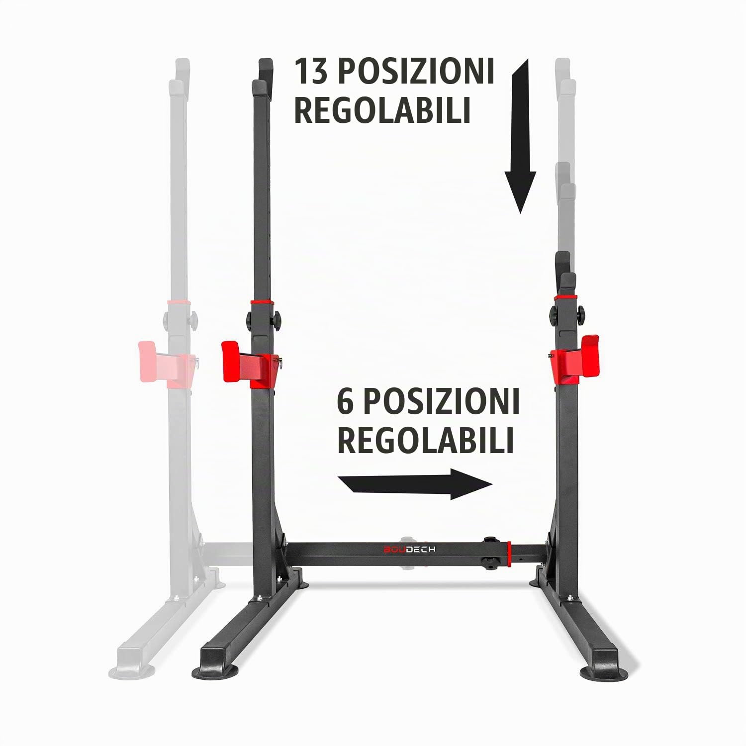 SUPPORTO PER BILANCIERE RASTRELLIERA RACK & DIP | PESO MAX. 150 KG | REGOLABILE IN ALTEZZA 13 LIVELLI