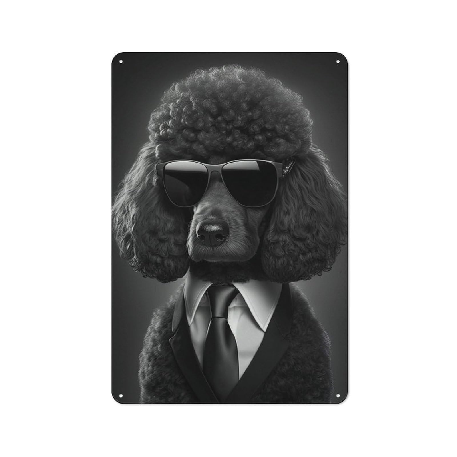 Junmoney Style-13 Black Poodle Mafia Boss Cottage Metal Wall Decor 30X20cm, Shed Metal Sign For Conservatory, Home Bar Or Utility Room