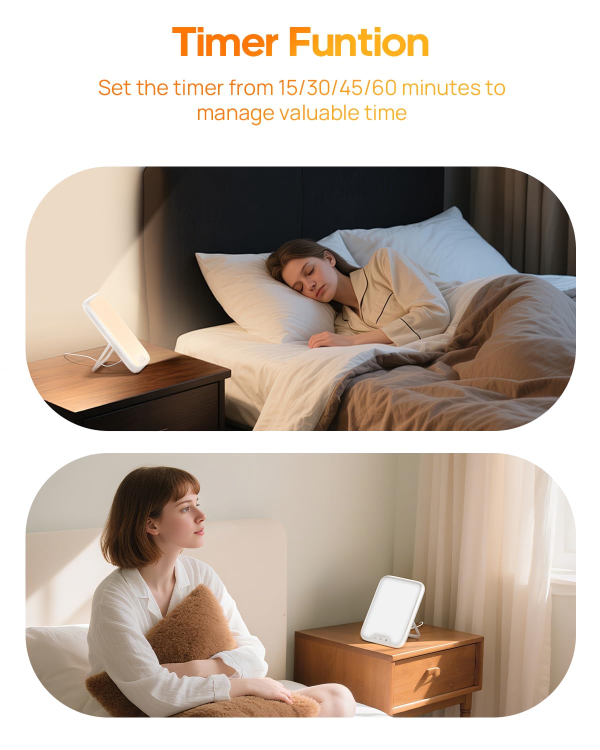 Tageslichtlampe, 10000 Lux Lichttherapielampe mit 3 Farbtemperaturen, Stufenlosem Dimmen, 4 Timer, Tageslichtleuchte Flimmer- und UV-freie LED-Technologie für Haushalte und Büro