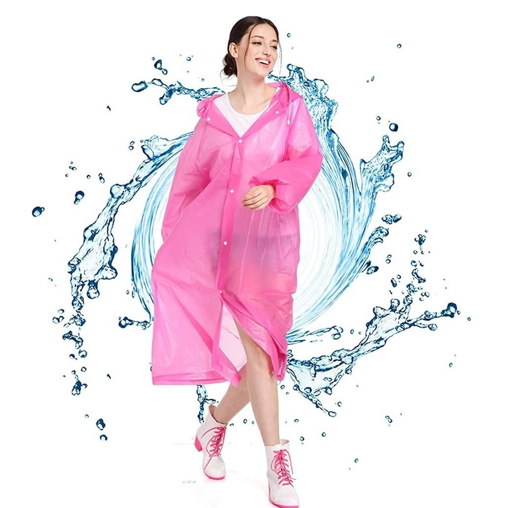 Capa de Lluvia Reutilizable Chubasqueros Largos De EVA 5 Uds, Poncho Lluvia Unisex Reutilizable, Chaqueta Con Capucha Plegable Ropa de Agua para Exteriores