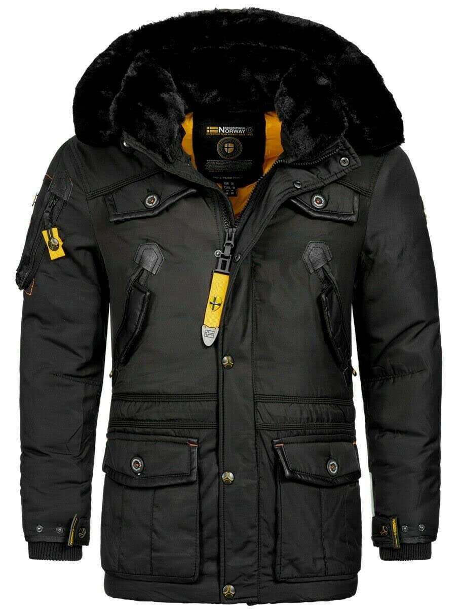 Geographical Norway Warm winter jacket for men FVSB Parka Outdoor ACORE Luxury Ski, Black, XXL