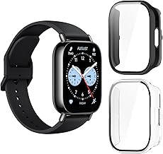 TUTUO [2 Pezzi Custodia Compatibile con Xiaomi Redmi Watch 5 Lite Cover, Case Ultra Sottile in TPU Con Pellicola Protettiva, Anti-Caduta Anti-Graffio Full Cover Protezione - Trasparente + Nero
