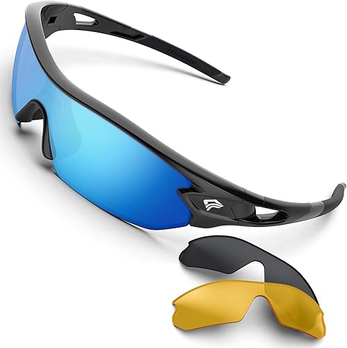 Miniatura 1 de Gafas polarizadas deportivas para sol Torege con 5 lentes intercambiables para hombre y mujer para ciclismo correr conducir pesca golf béisbol TR002