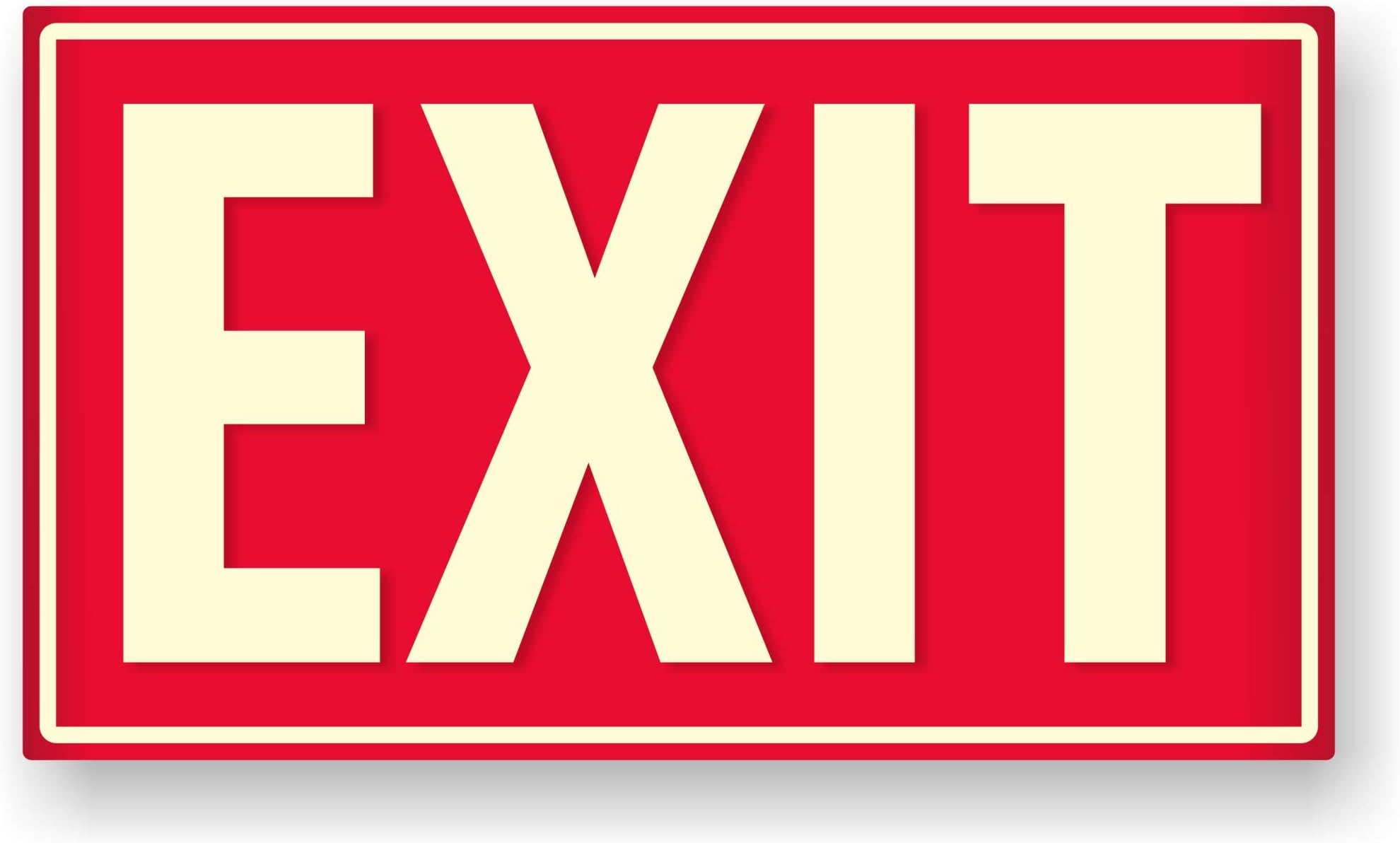 Photoluminescent Exit Sign (Red) / UV Inks on Aluminum | HEAT Resistant | COLD Tolerant | WEATHER Proof. MADE IN USA
