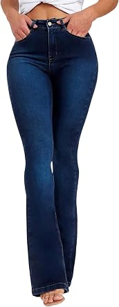 Womens Butt Lifting High Rise Boot Cut Jeans Stretchy Comfortable Flare Vintage Style Denim Pants