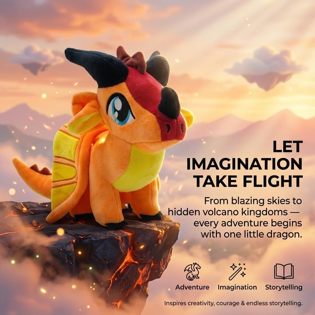 EASELR Wings of Fire Dragon Plush Toy - Rainwing Stuffed Animal, Pterosaur Flying Pillow Plushie - Gifts for Fans, Kids, Boys, Girls (Skywing)