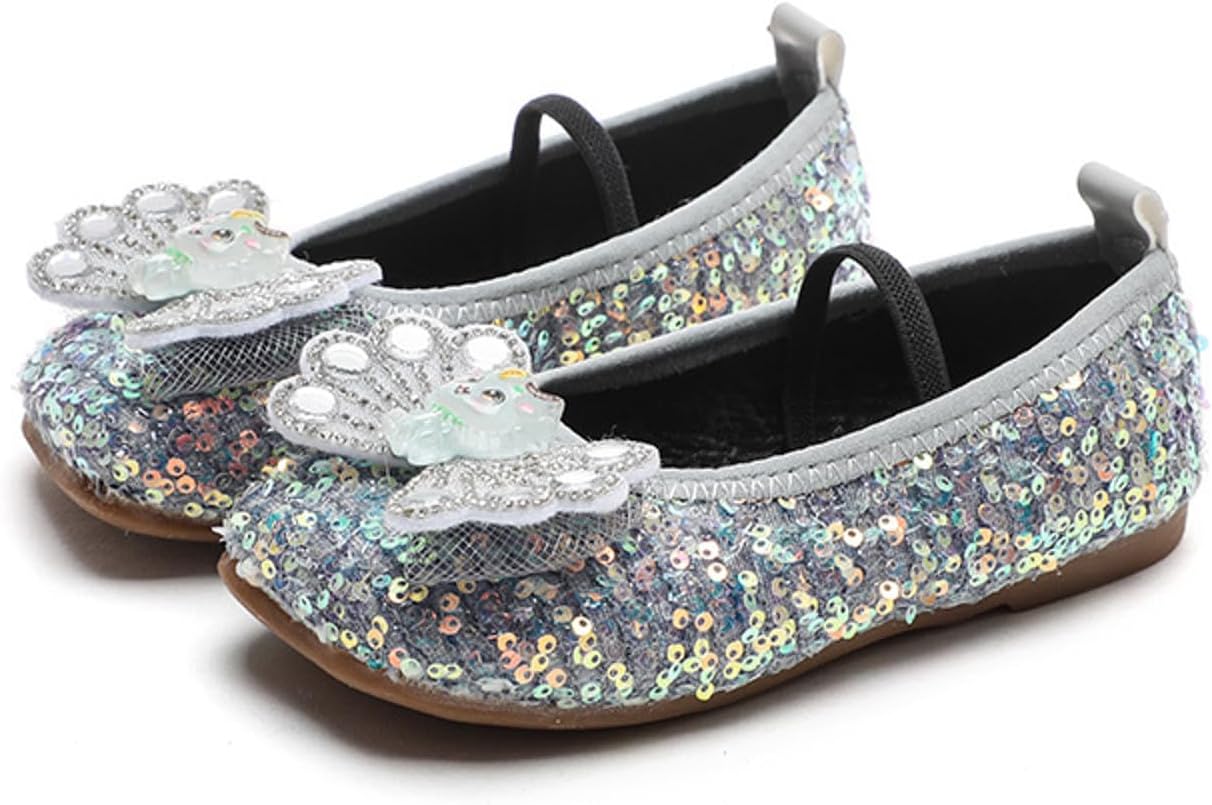 IWIHMIV Infant Girls Mary Jane Shoes Comfortable Lightweight Non Slip Soft Sole Flat Bow Princess Wedding Dress Shoes