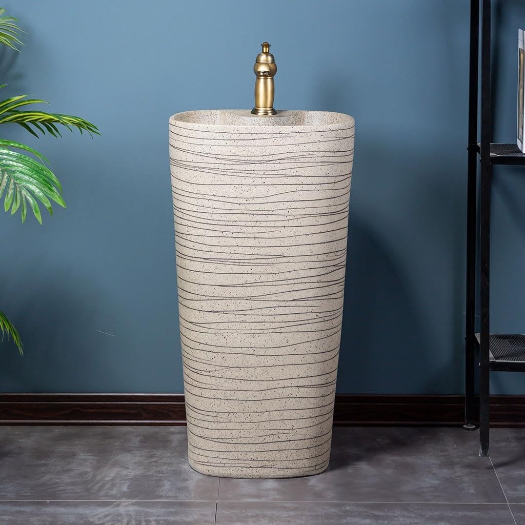 Pedestal Sinks Wash Basin Courtyard Integrated Pool Floor-Standing Bathroom Ceramic Sink (A)