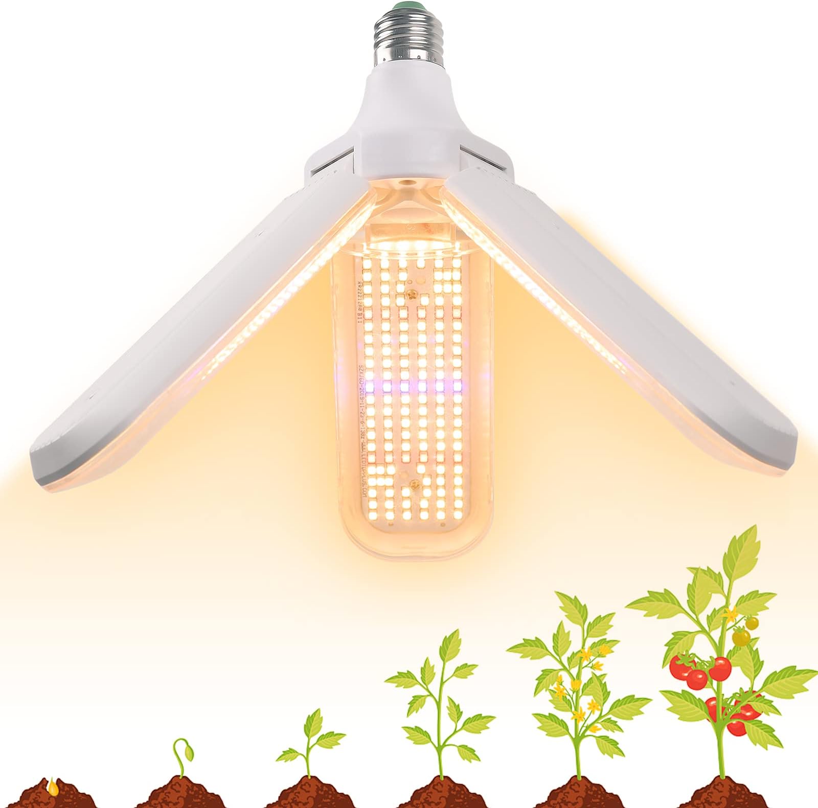 150W LED Grow Light Bulb Full Spectrum, Plant Light Bulb with 414 LEDs for Indoor Plants, E26/E27 Socket, Grow Lamp for Hydroponic Indoor Garden Greenhouse Succulent Veg and Flower