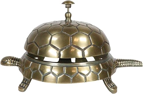 Miniatura 5 de Ebros Gift Campana grande de 10 pulgadas de largo, estilo náutico vintage, estilo náutico, tortuga, campana, pisapapeles, acabado de latón antiguo,
