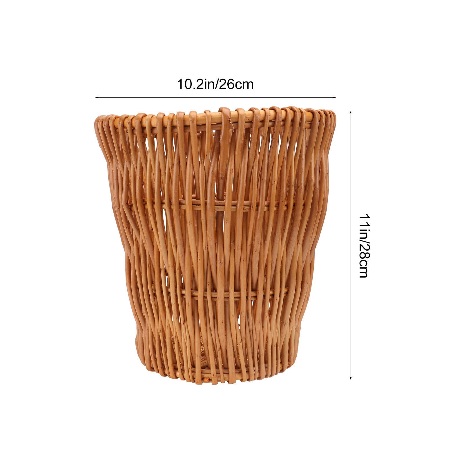Cesto de Basura Tejido Natural, Tamaño Pequeño (25x28 Cm), Papelera Ecológica Multiusos para Hogar y Oficina, Cubo de Basura de Ratán Resistente y Decorativo