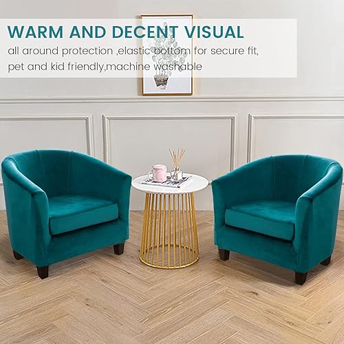 Miniatura 9 de cjc Funda de terciopelo para silla de club, 2 piezas, funda para silla de bañera de barril para sala de estar, funda de sofá con fundas de cojín,