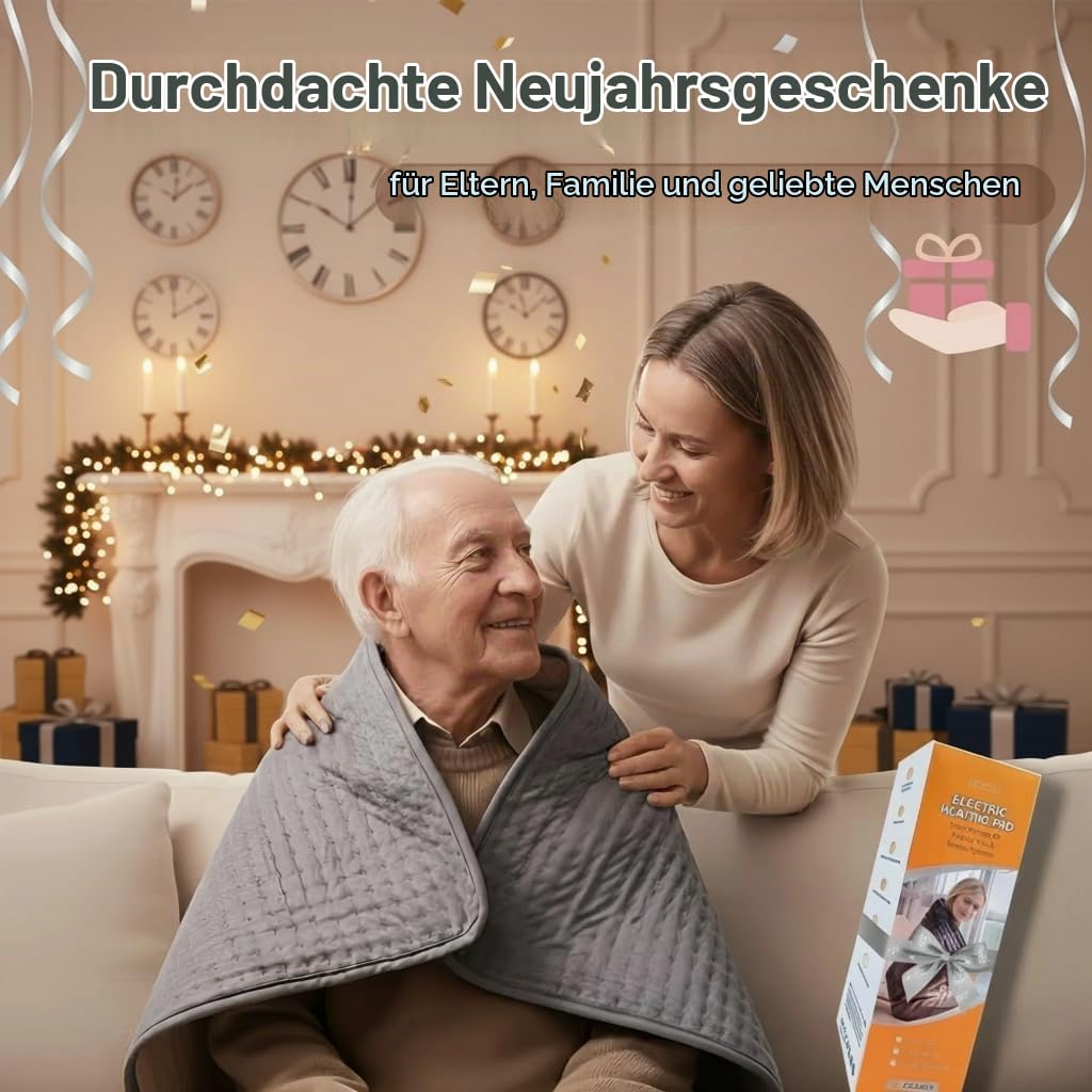Extra Großes Heizkissen 100x50cm XXL - Elektrische Wärmematte mit 10 Temperaturstufen & Timer, Weicher Flanell für Rücken Schulter Nacken, Abschaltautomatik & Waschbar