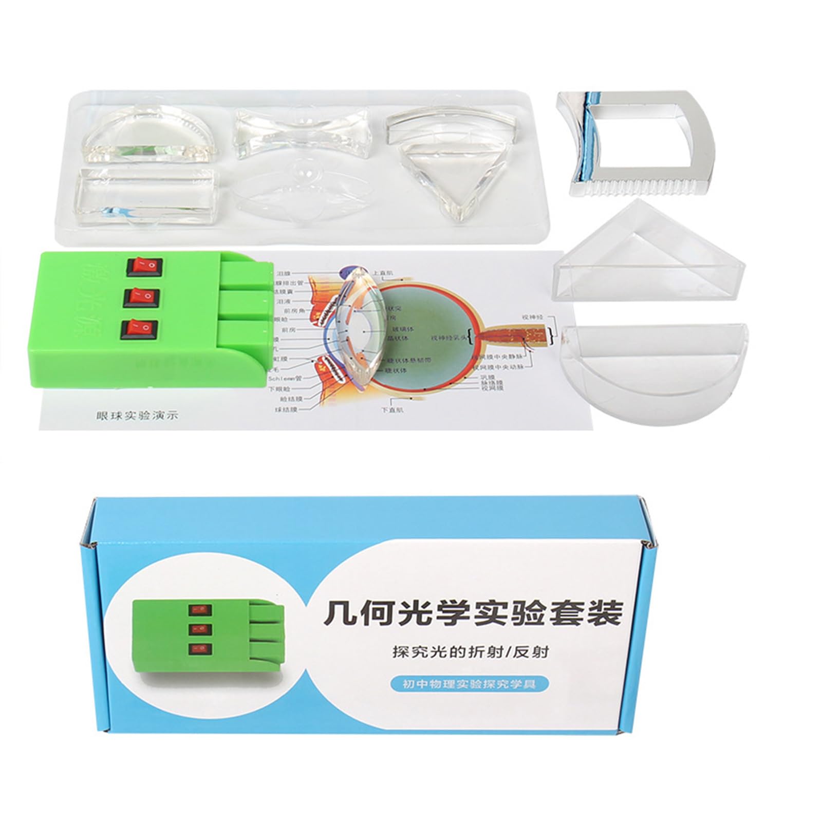 RBRMHM 10Pcs Optical Lens Triangular Semicircular Rectangle Concave Biconvex Light Lens Class Physics Teaching Aid