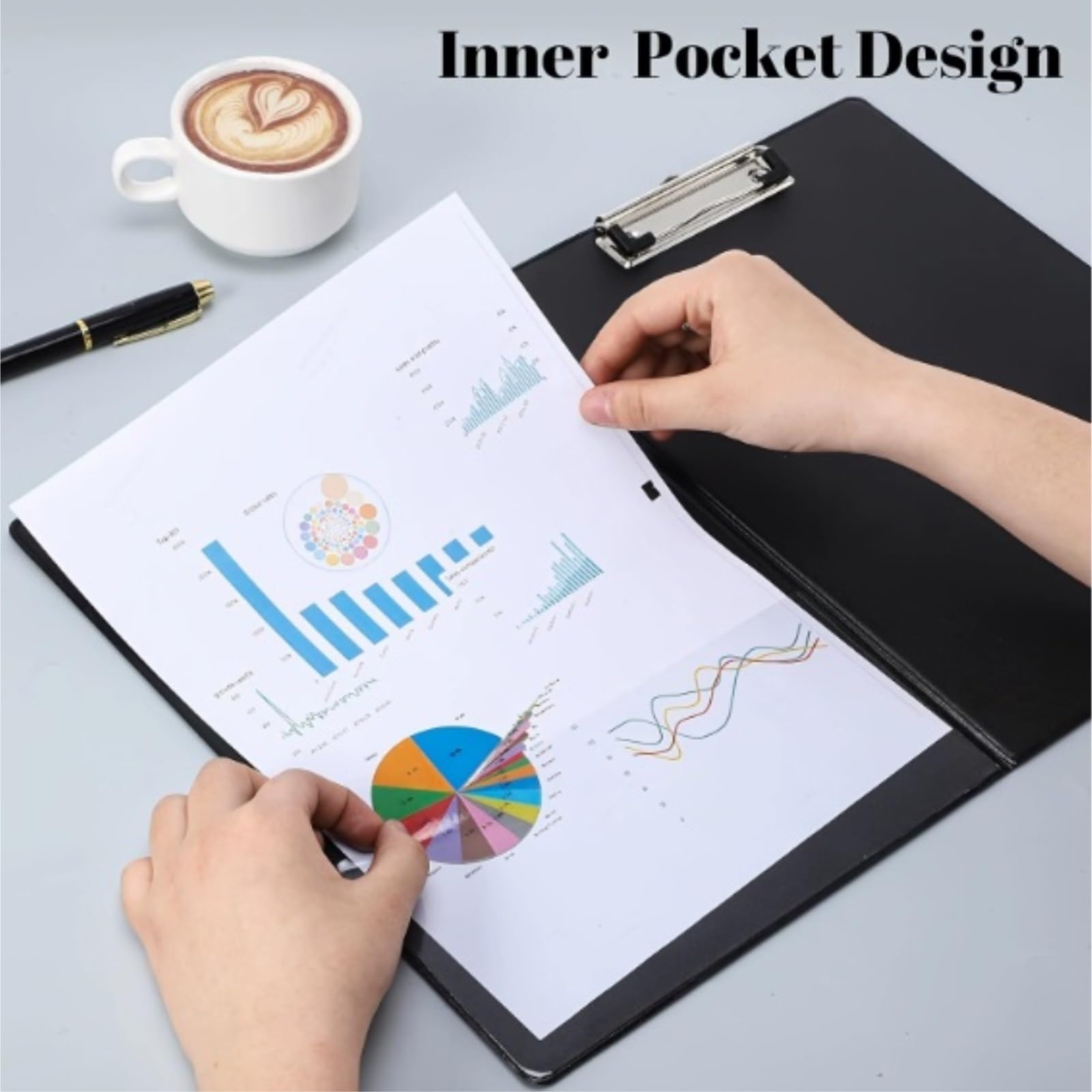 Klemmbrettmappe Portfolio-Aufbewahrung mit Deckel für A4-Schreibblock – 3er-Set für Schule und Büro Organisation