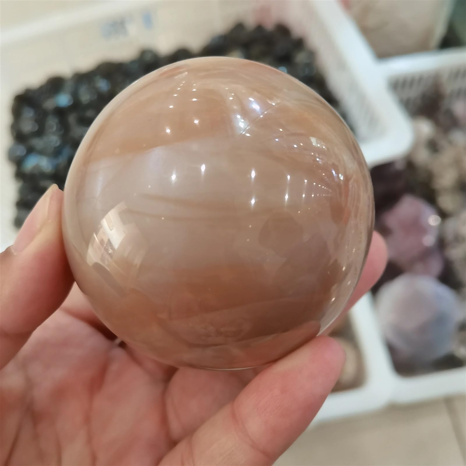 AARTERZZA Stone Orange Moonstone Crystal Ball Home Room Decoration Gift(51-60mm)