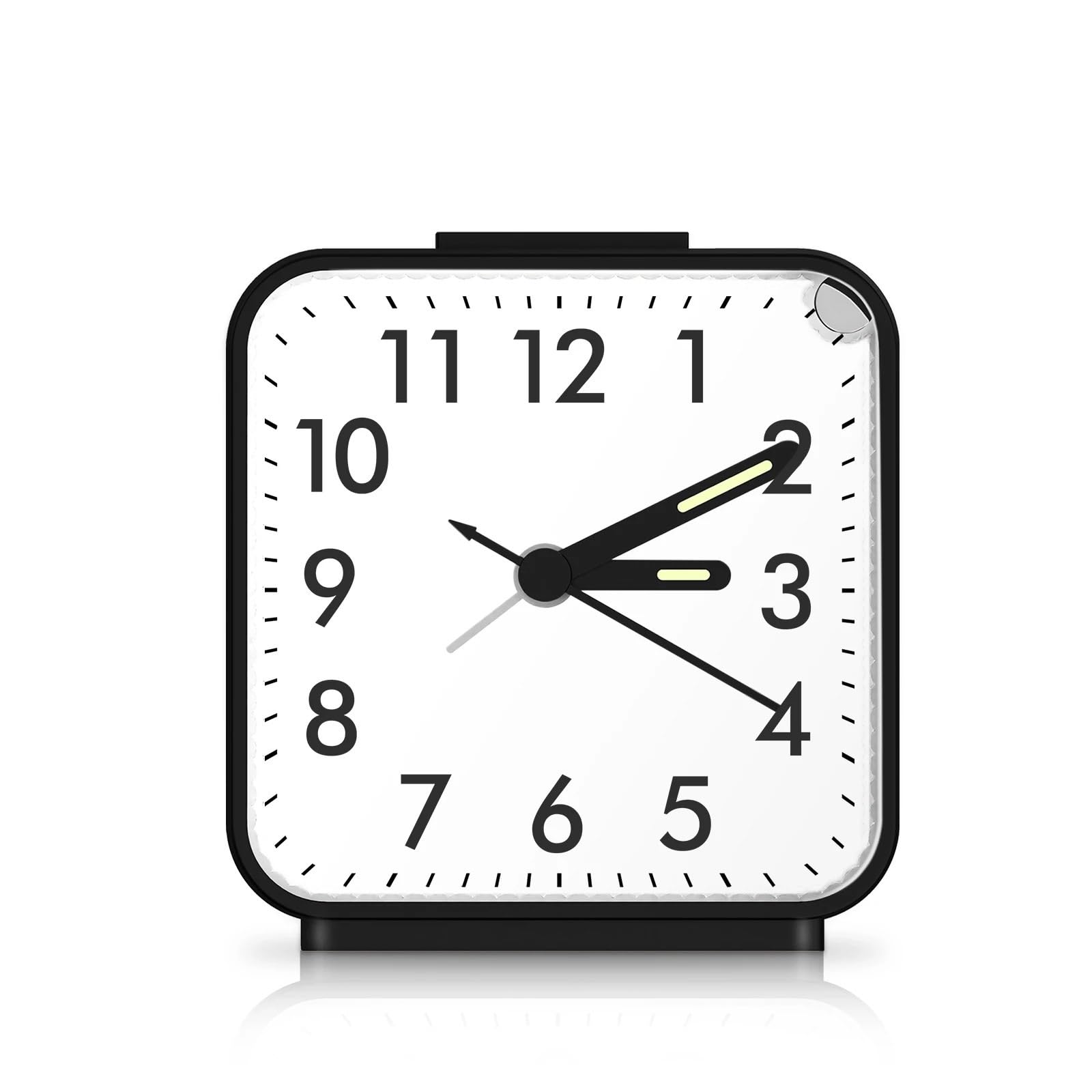 LUYSGBXR Alarm Clock Analog Alarm Clock Bedside Classic Small Portable 4 Colors for Home Travel(Black)