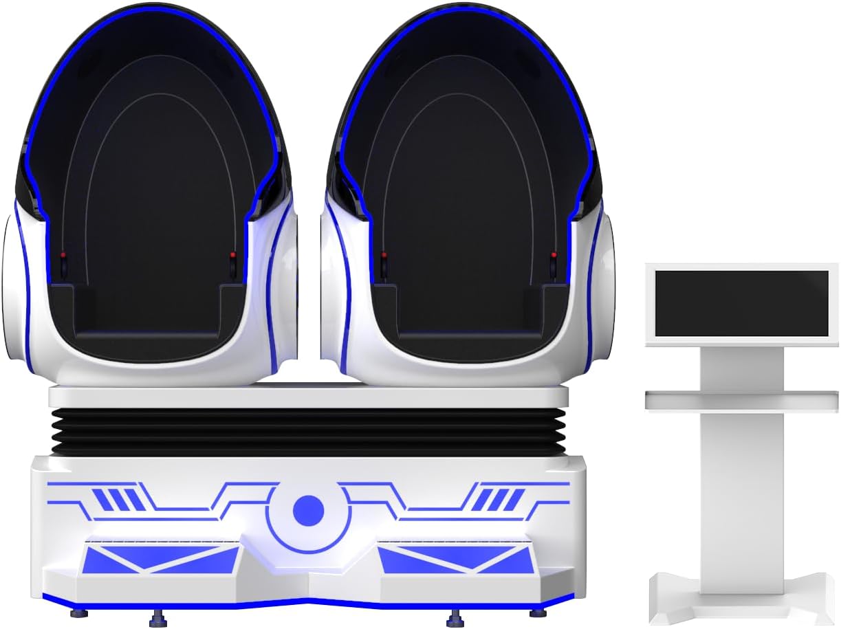 【9D VR Egg Chair】 Commercial VR Simulator Arcade Machine with Multi-Sensory Effects, Vibration Motion Platform, HD Visual & Sound System for Shopping Malls, Cinema, Amusement Park Business (2 Player)
