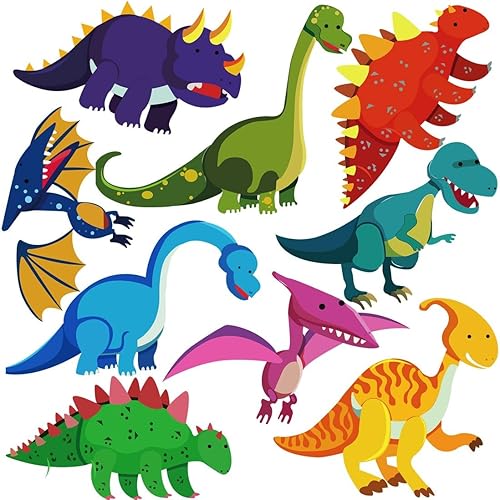 DEKOSH Calcomanías de pared de dinosaurio para decoración de guardería, Jurassic World T-rex Colorido Peel & Stick Prehistoric Kids Adhesivos de