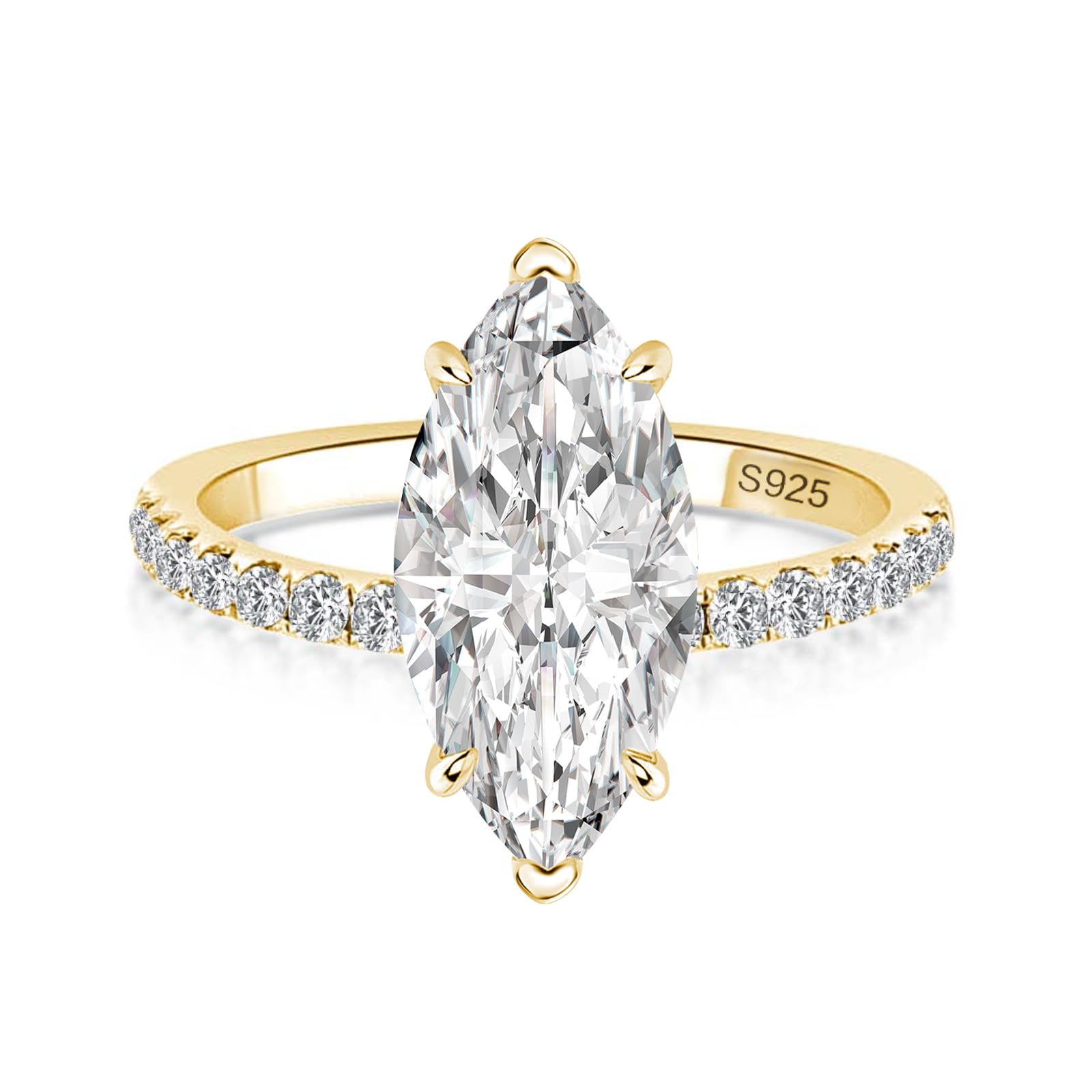 RODIFFY S925 Silver Marquise Cut Moissanite Promise Ring