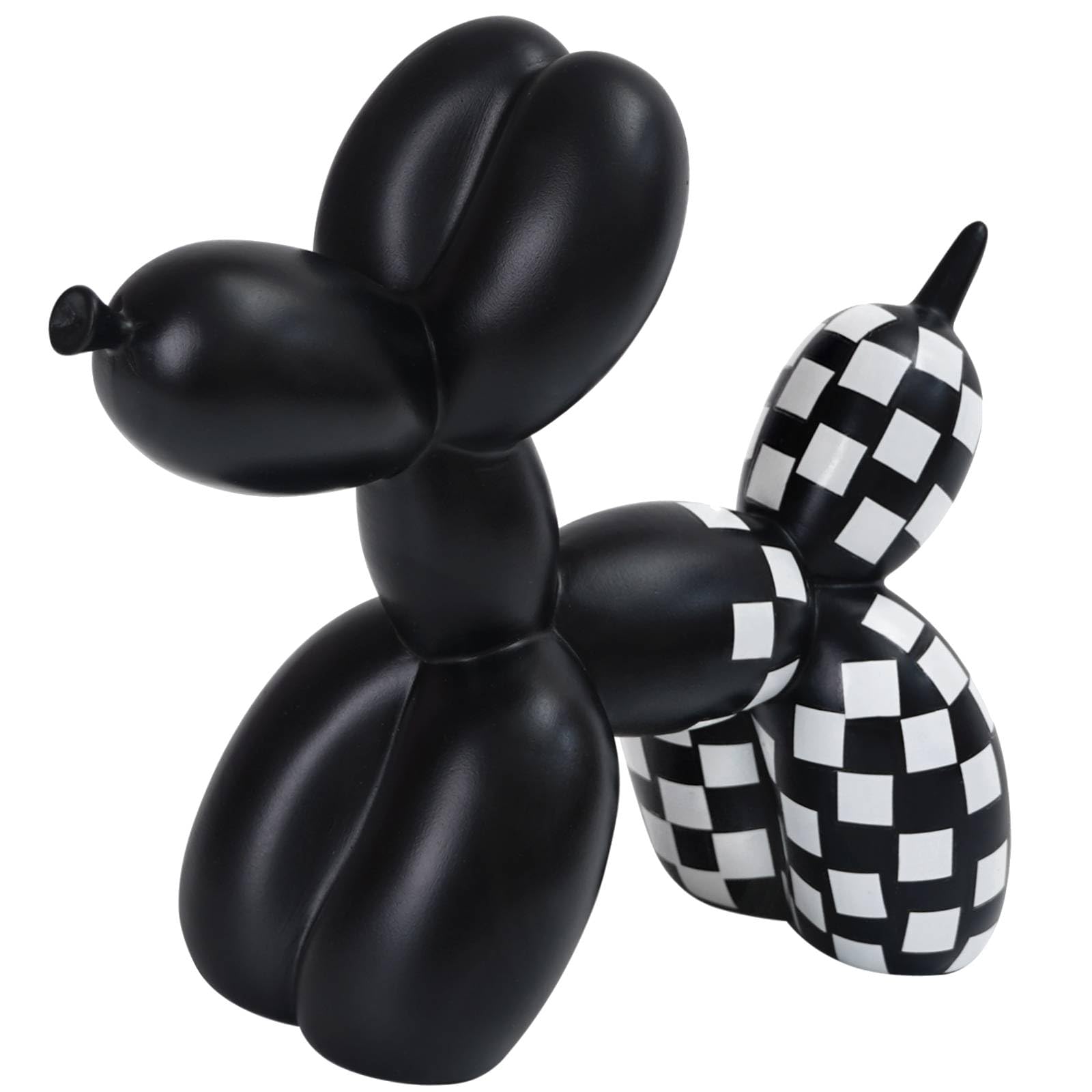 Notakia Black and White Checkered Racing Car Pattern Balloon Dog Statue Crafts Living Room Desktop Decorations,Handmade Modern Small Shelf Decor Animal Statue Ornament Home Decor Accents