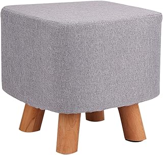 ColdShine Upholstered Footstool 28cm wooden footstool Solid Wood Ottoman Stool Sofa Tea Stool Change Shoes Bench Square Footstools for Living Room