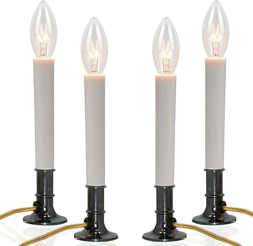 Vista 14 de GOOTHY Velas eléctricas para ventana con base chapada en níquel, lámpara de velas de Navidad con bombilla transparente C26, encendido/apagado, Velas